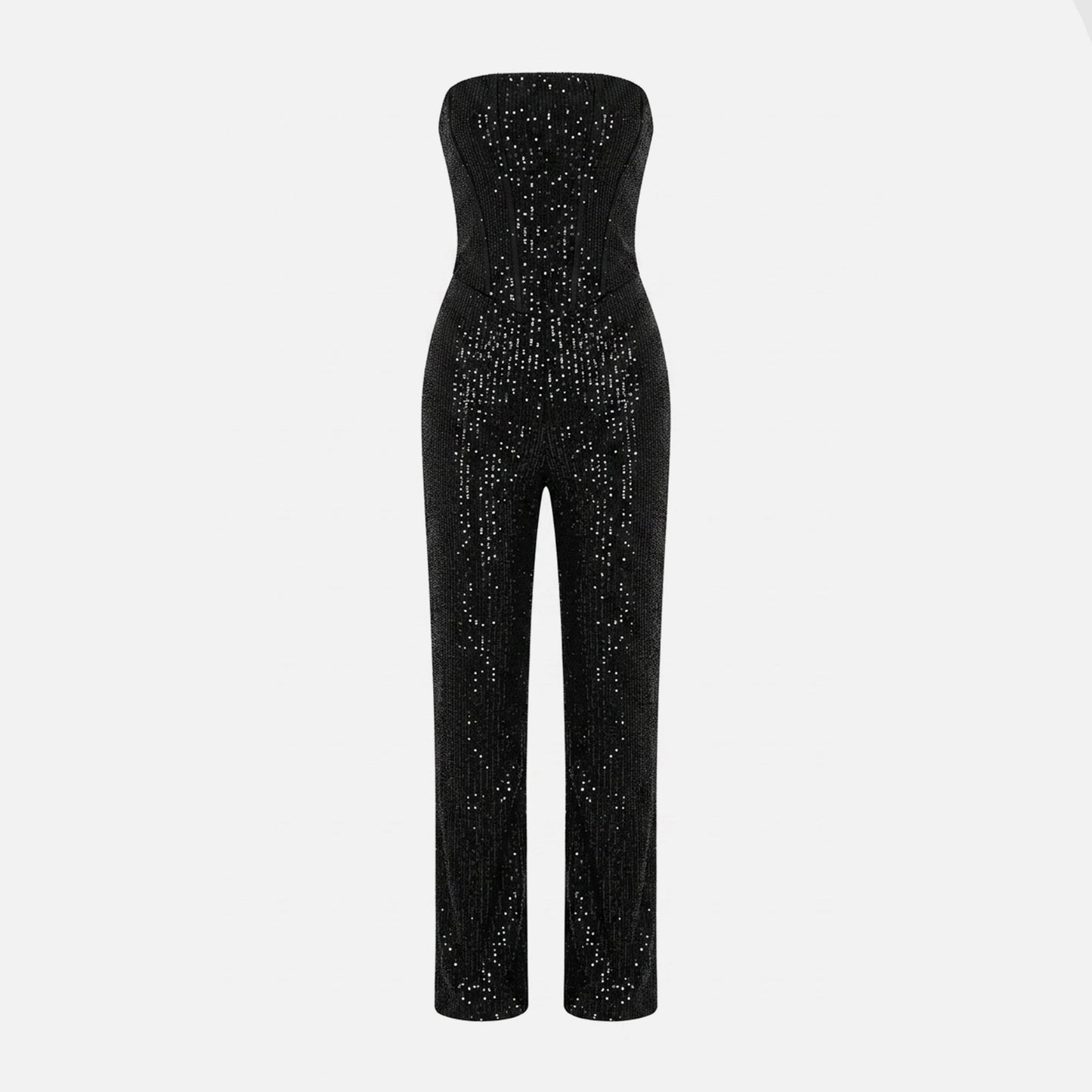 Women's Strapless Crystal Embellished Trouser Set