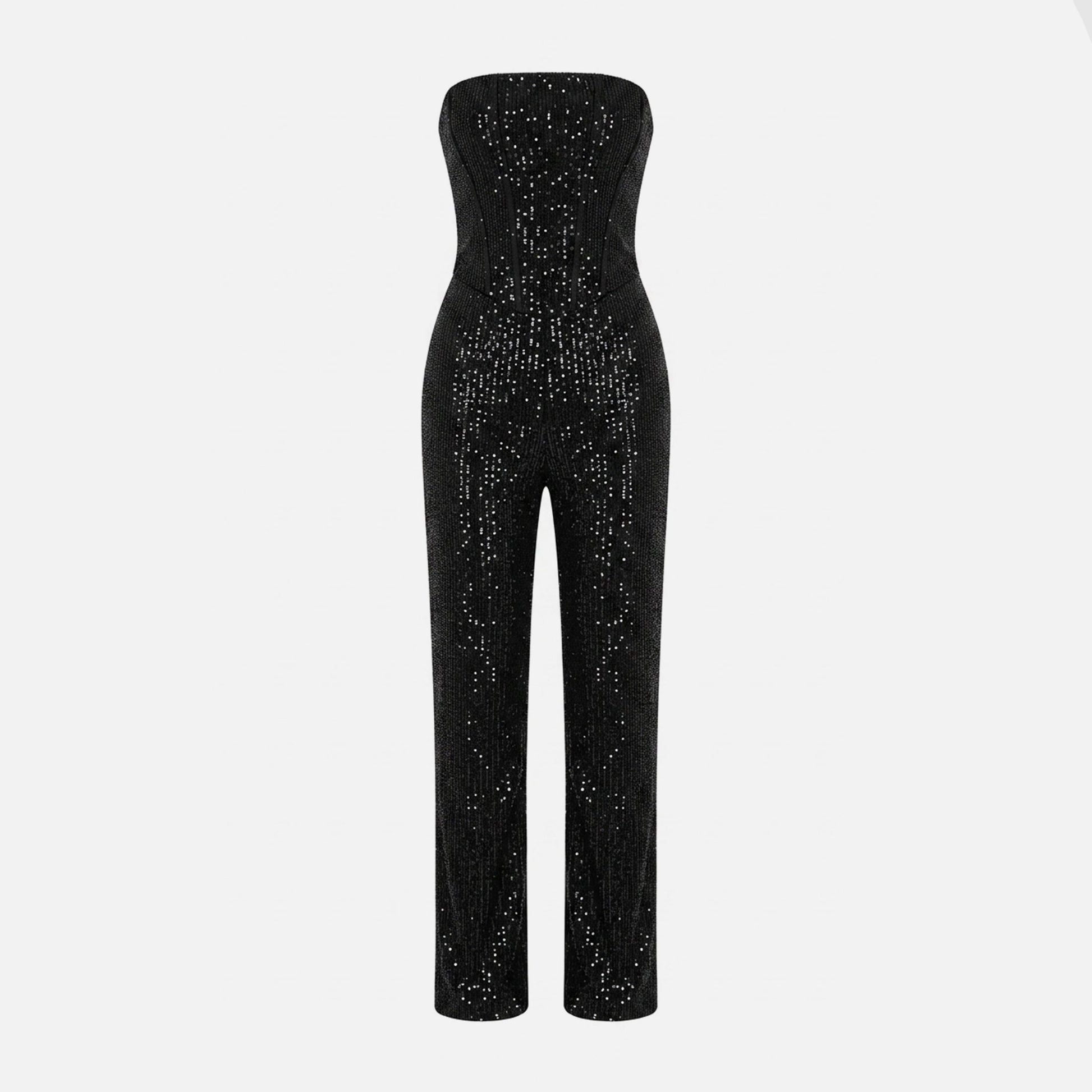 Women's Strapless Crystal Embellished Trouser Set