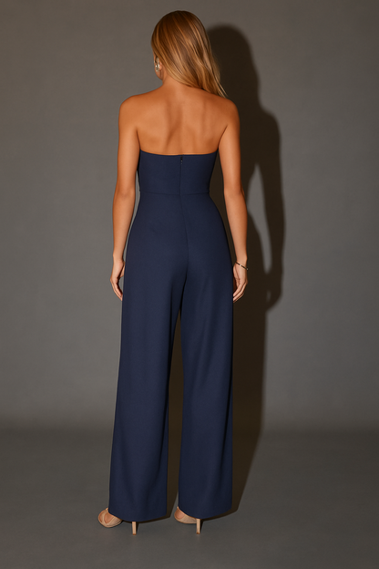 Women's Strapless Jumpsuit with Straight Trouser Legs