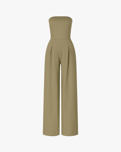 Women's Strapless Jumpsuit with Straight Trouser Legs