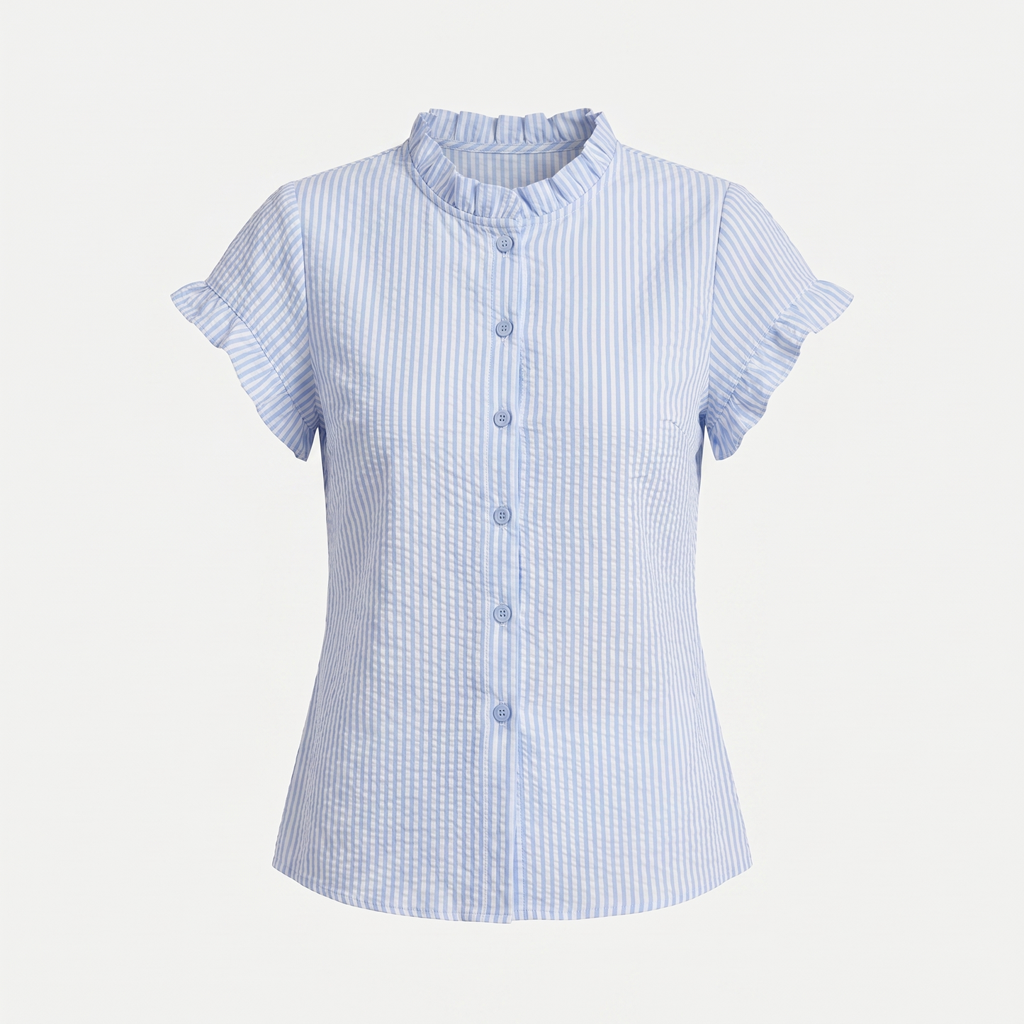 Women's Stripe Frill Collar Blouse