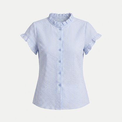 Women's Stripe Frill Collar Blouse