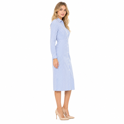 Women's Stripe Shirt Midi Dress