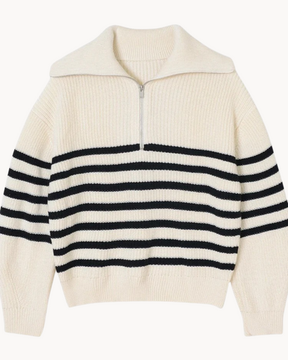 Women's Striped Half Zip Sweater