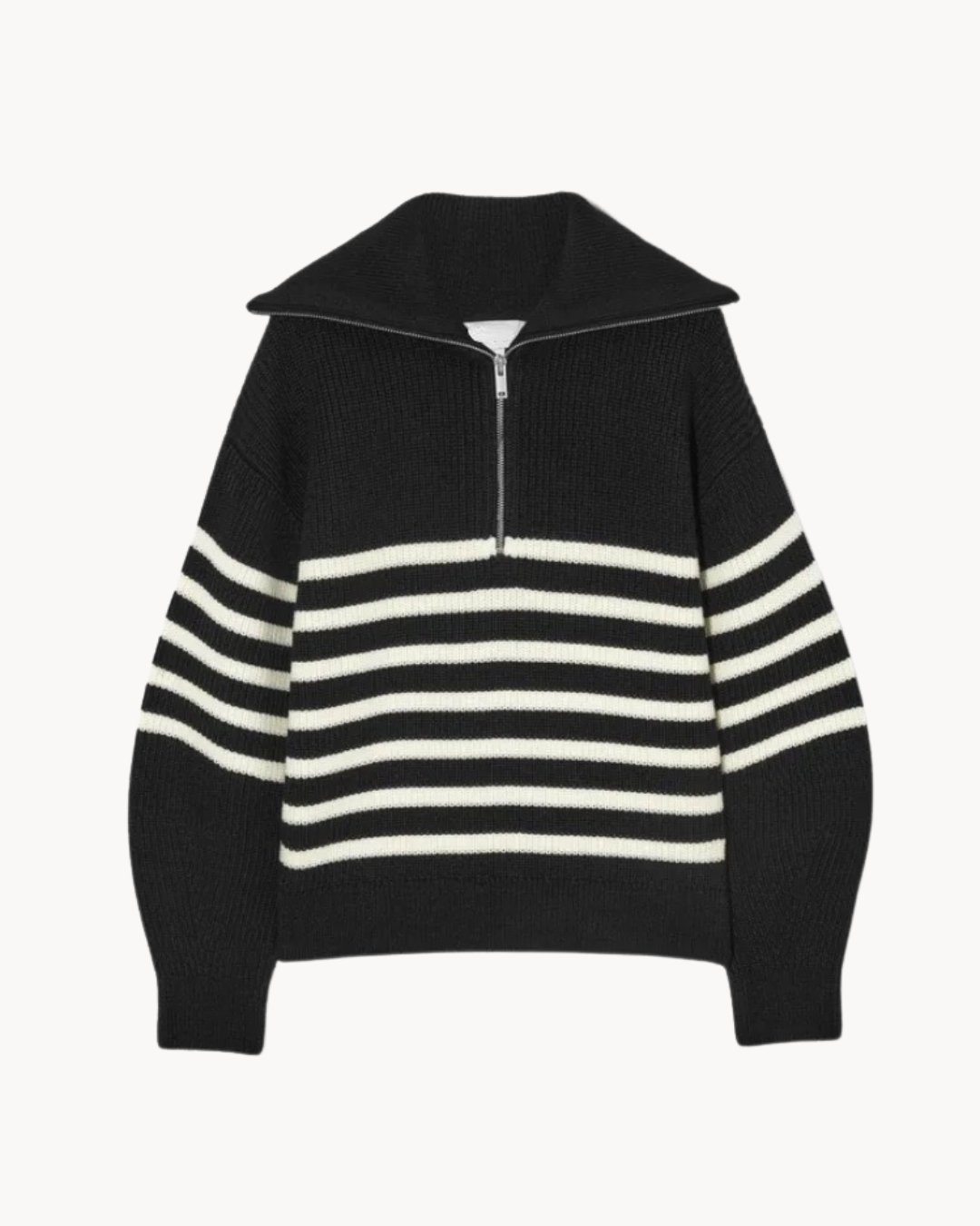 Women's Striped Half Zip Sweater
