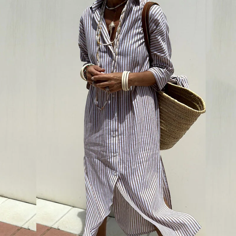 Women's Striped Shirt Dress