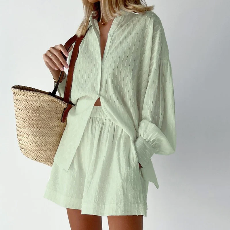 Women's Structured Shirt and Shorts Set