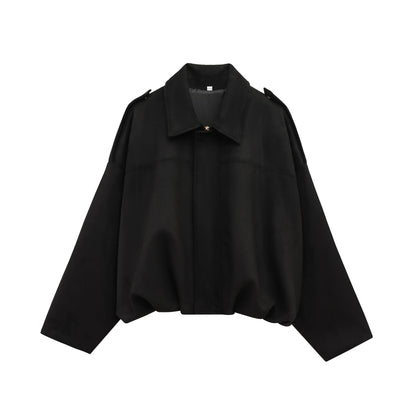 Women's Suede Bomber Jacket for Casual Wear