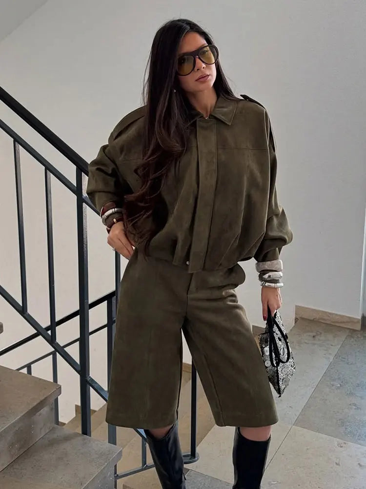 Women's Suede Bomber Jacket for Casual Wear