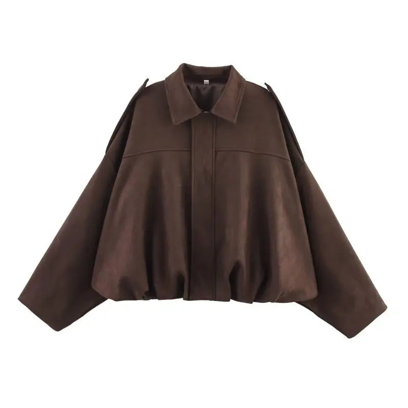 Women's Suede Bomber Jacket for Casual Wear