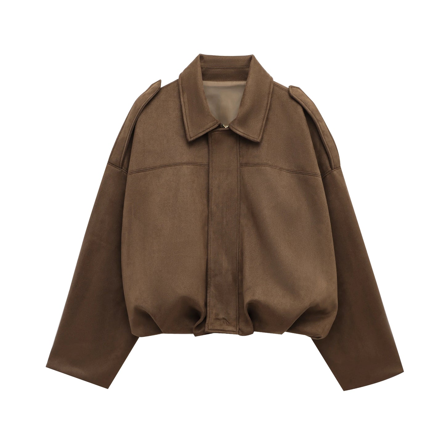 Women's Suede Bomber Jacket for Casual Wear