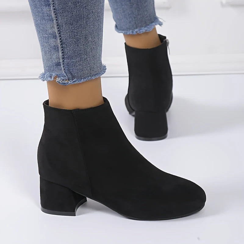 Women's Suede Chelsea Boots with Low Block Heel