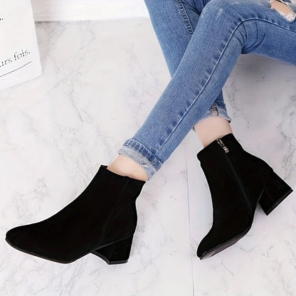 Women's Suede Chelsea Boots with Low Block Heel