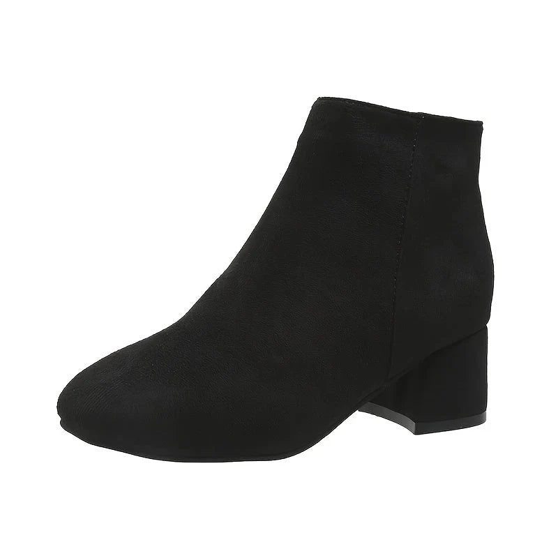 Women's Suede Chelsea Boots with Low Block Heel