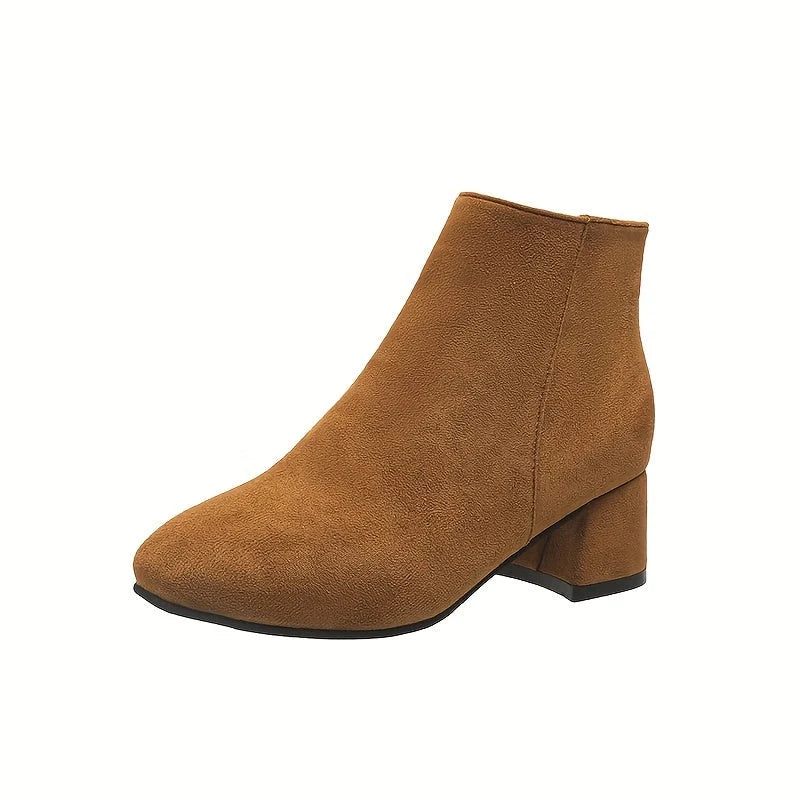 Women's Suede Chelsea Boots with Low Block Heel
