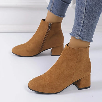 Women's Suede Chelsea Boots with Low Block Heel
