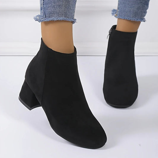 Women's Suede Chelsea Boots with Low Block Heel