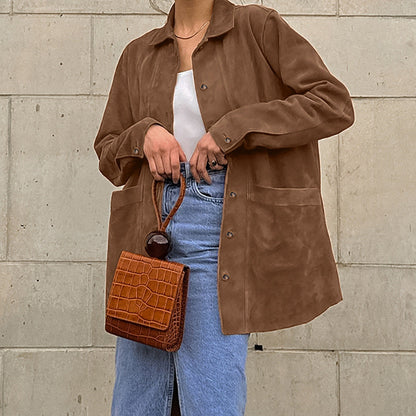 Women's Suede Loosely Designed Coat