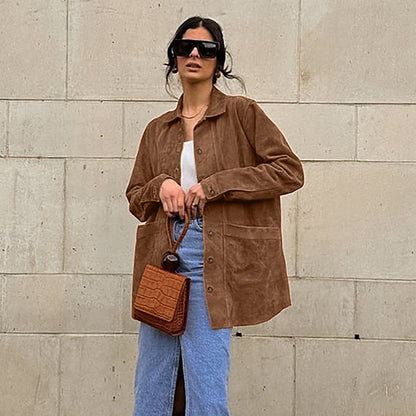 Women's Suede Loosely Designed Coat
