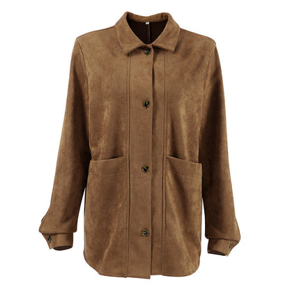 Women's Suede Loosely Designed Coat