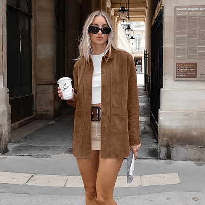 Women's Suede Loosely Designed Coat