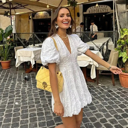 Women's Summer Minidress with Flower Pattern