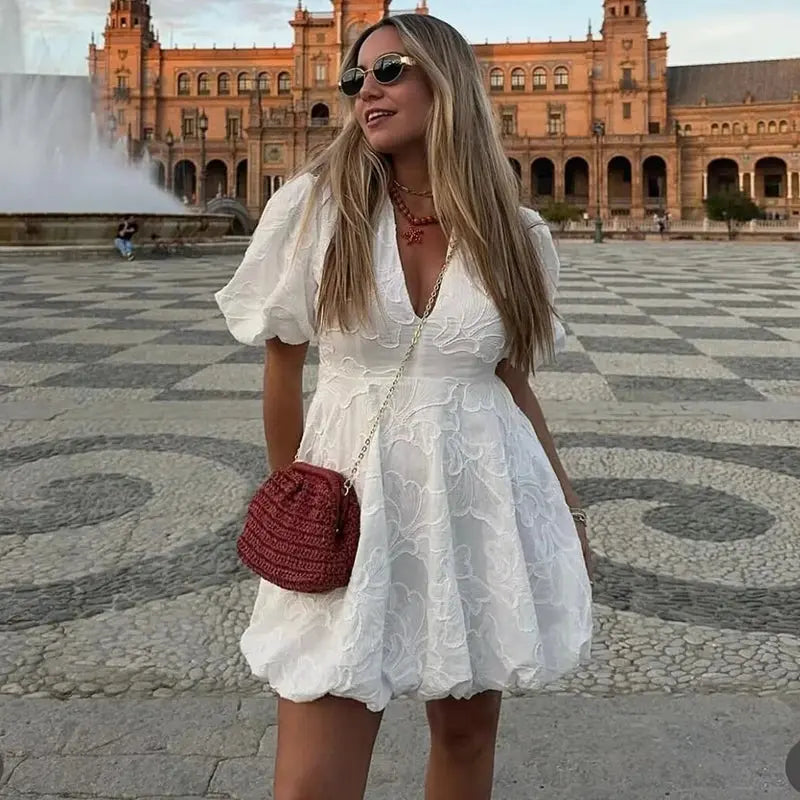 Women's Summer Minidress with Flower Pattern