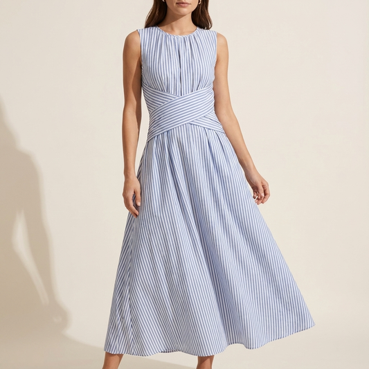 Women's Summer Stripe Wrap Maxi Dress