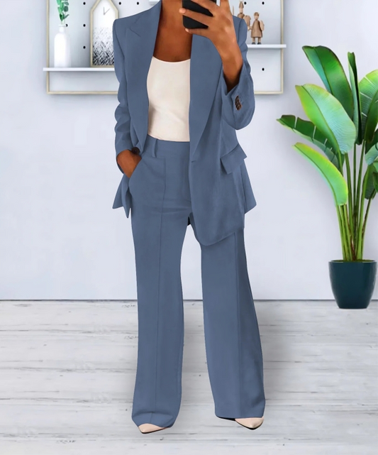 Women's Tailored Blazer and Wide-Leg Pants Set