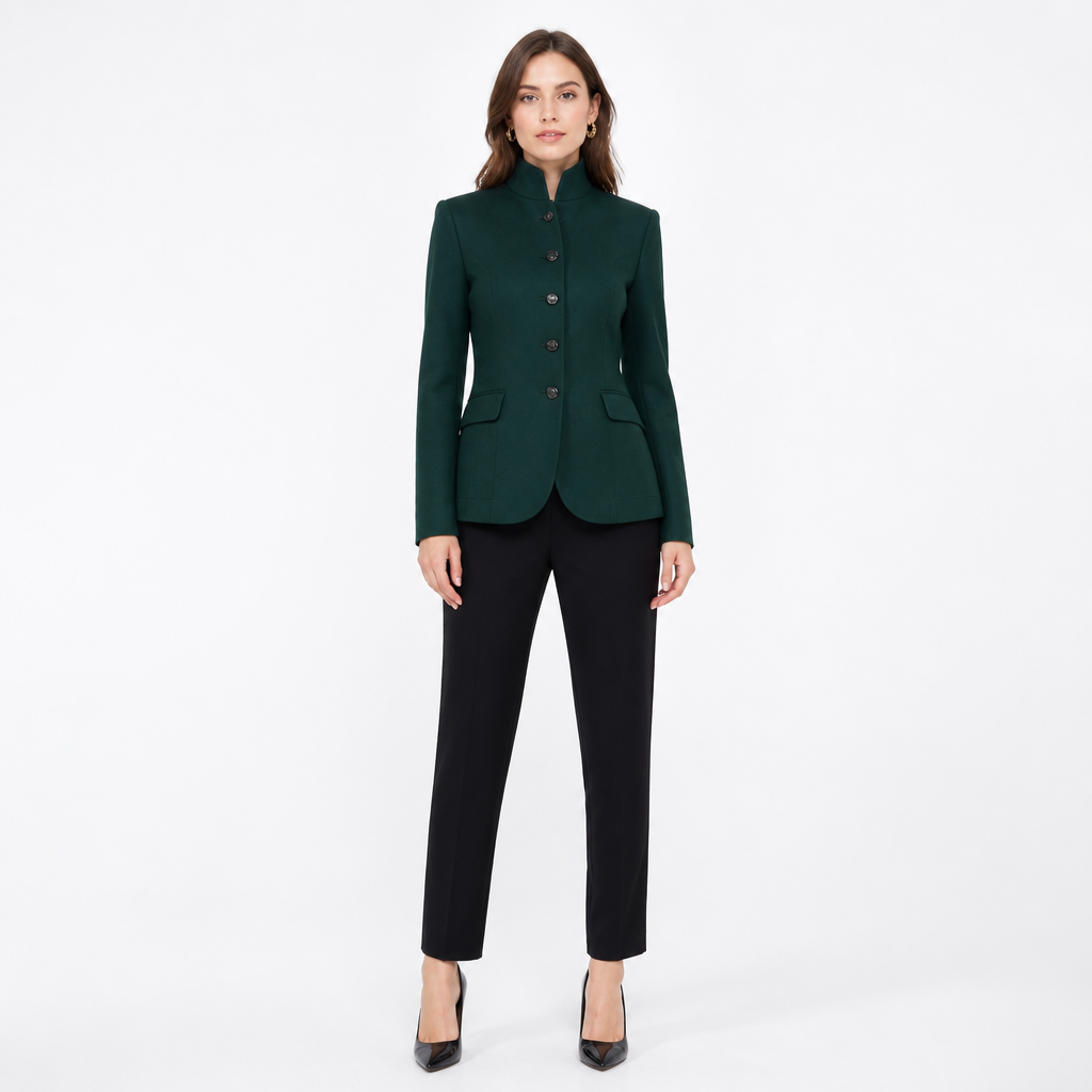 Women's Tailored Stand-Collar Blazer Jacket