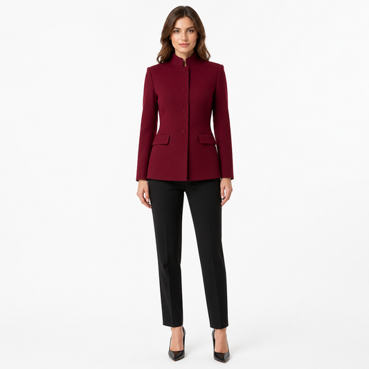 Women's Tailored Stand-Collar Blazer Jacket