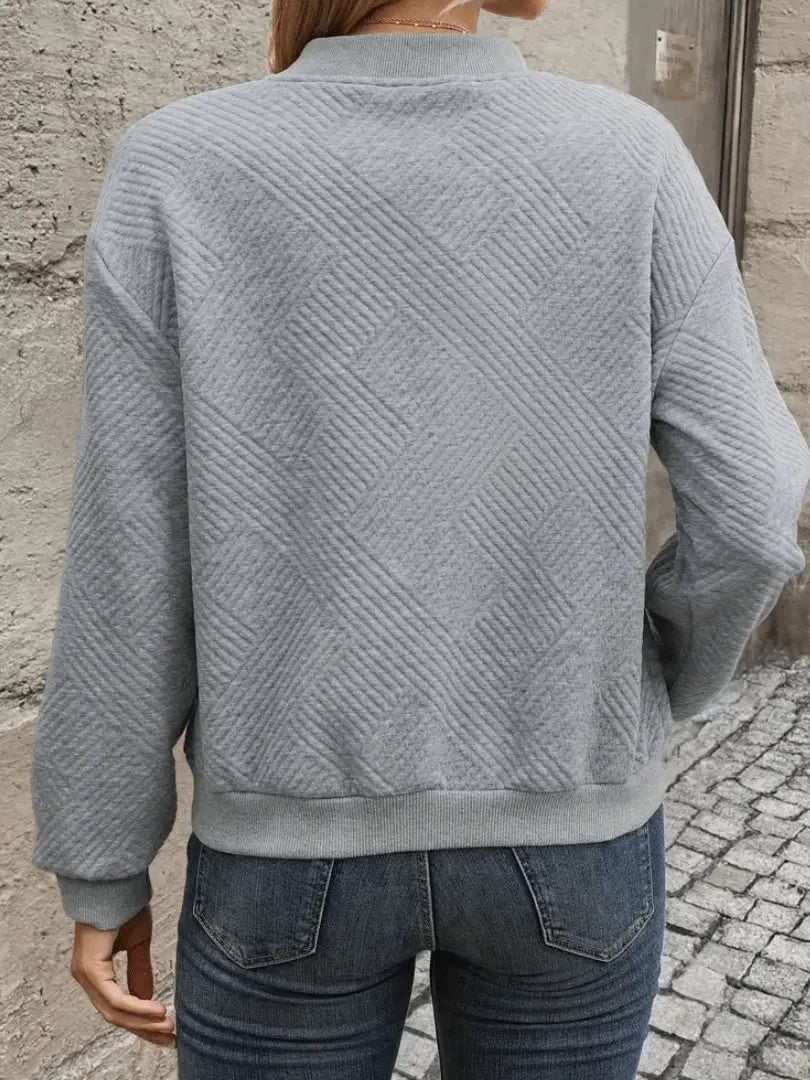 Women's Textured Bomber Jacket with Zip-Up Closure