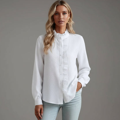 Women's Textured Ruffle Collar Blouse