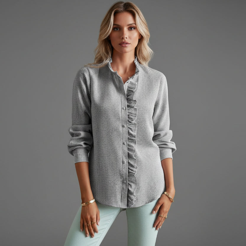 Women's Textured Ruffle Collar Blouse