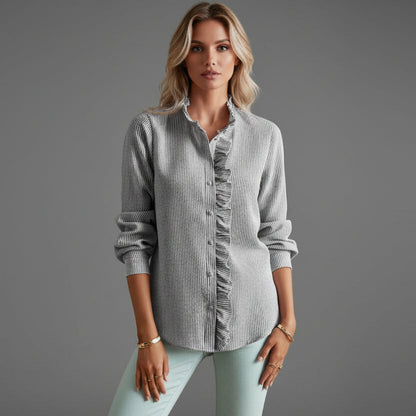 Women's Textured Ruffle Collar Blouse