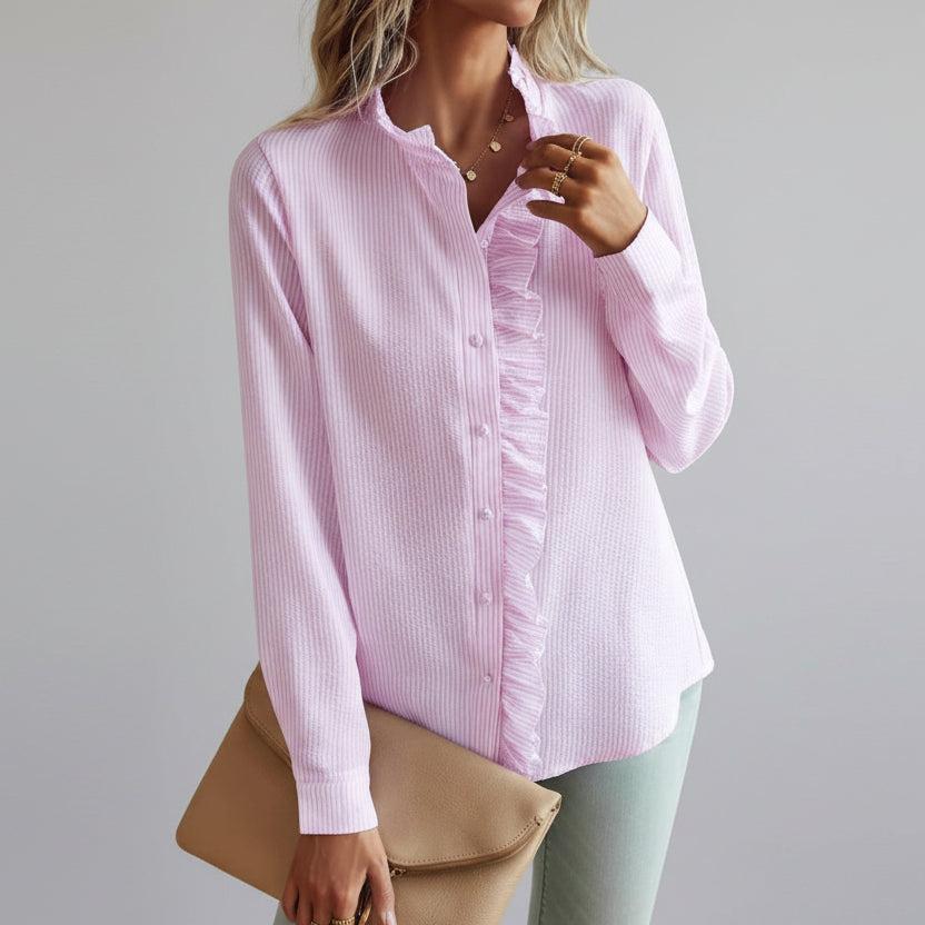 Women's Textured Ruffle Collar Blouse