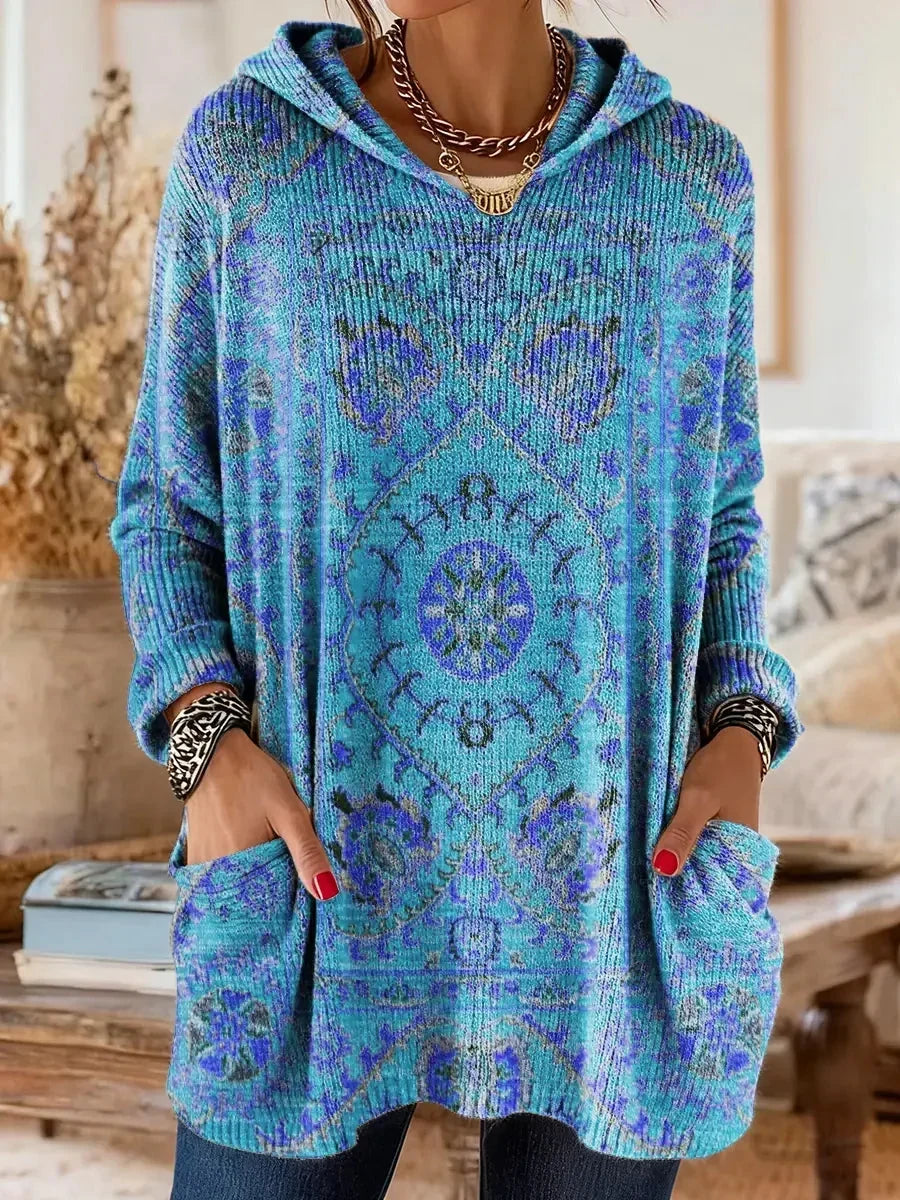 Women's Tunic Hoodie Sweatshirt with Artistic Print