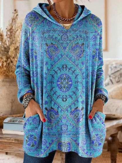 Women's Tunic Hoodie Sweatshirt with Artistic Print