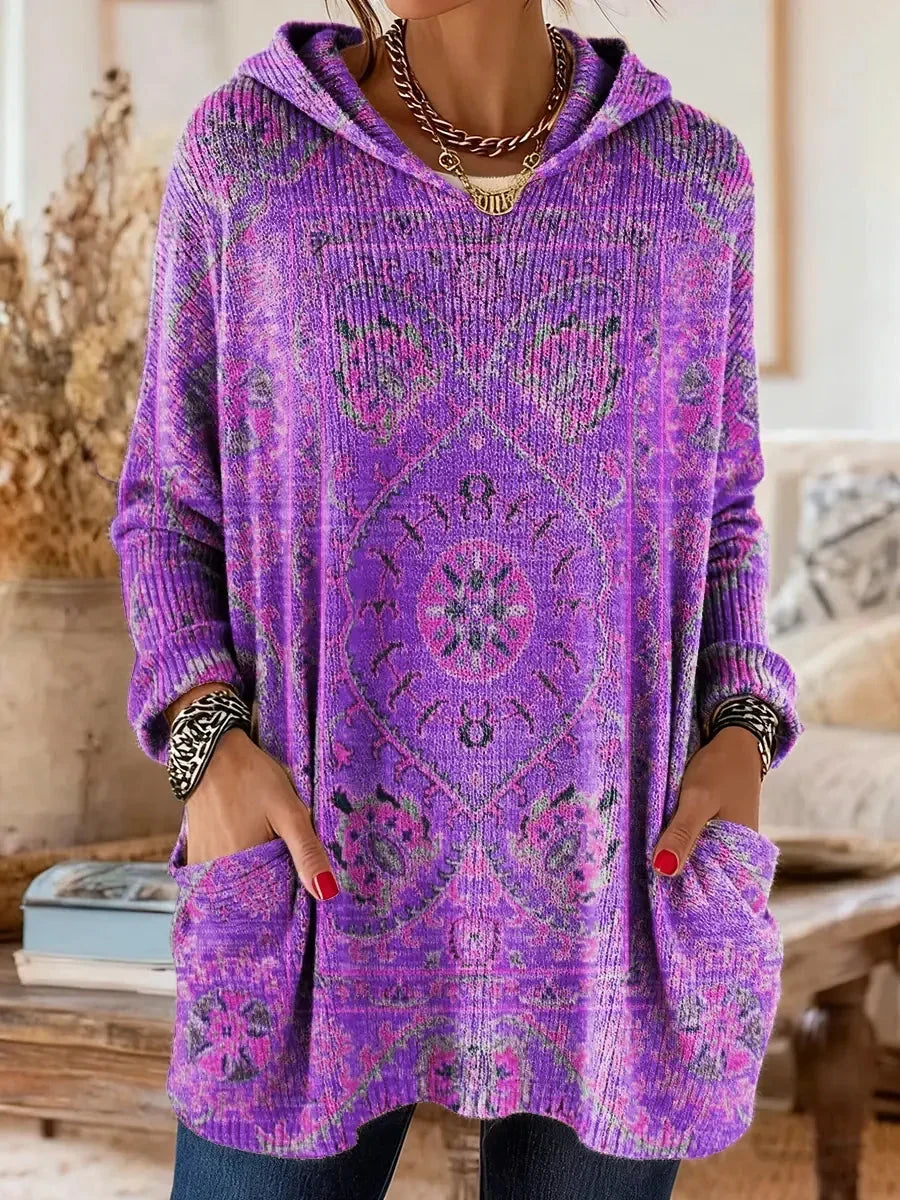 Women's Tunic Hoodie Sweatshirt with Artistic Print