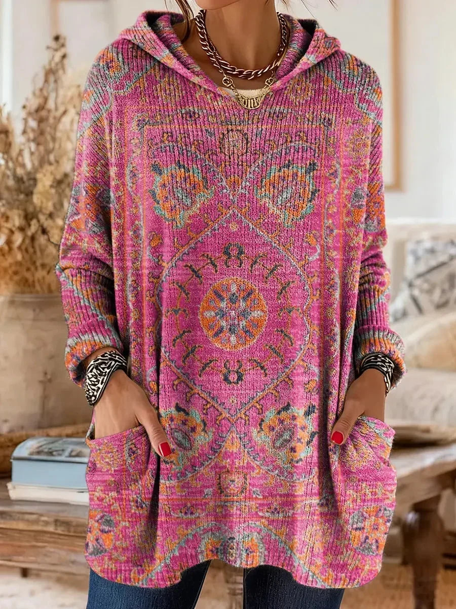 Women's Tunic Hoodie Sweatshirt with Artistic Print