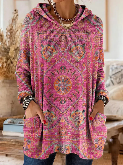 Women's Tunic Hoodie Sweatshirt with Artistic Print