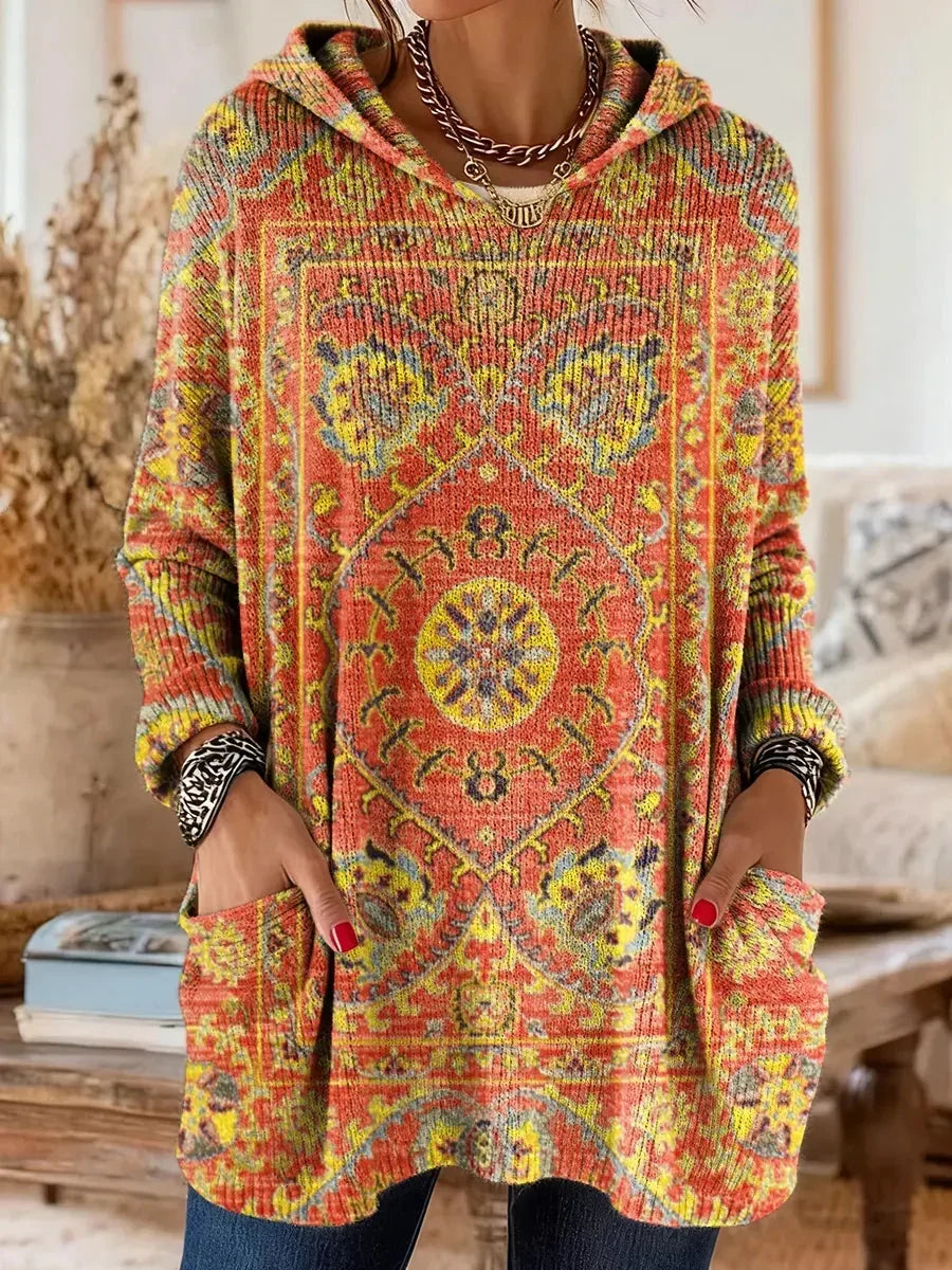 Women's Tunic Hoodie Sweatshirt with Artistic Print