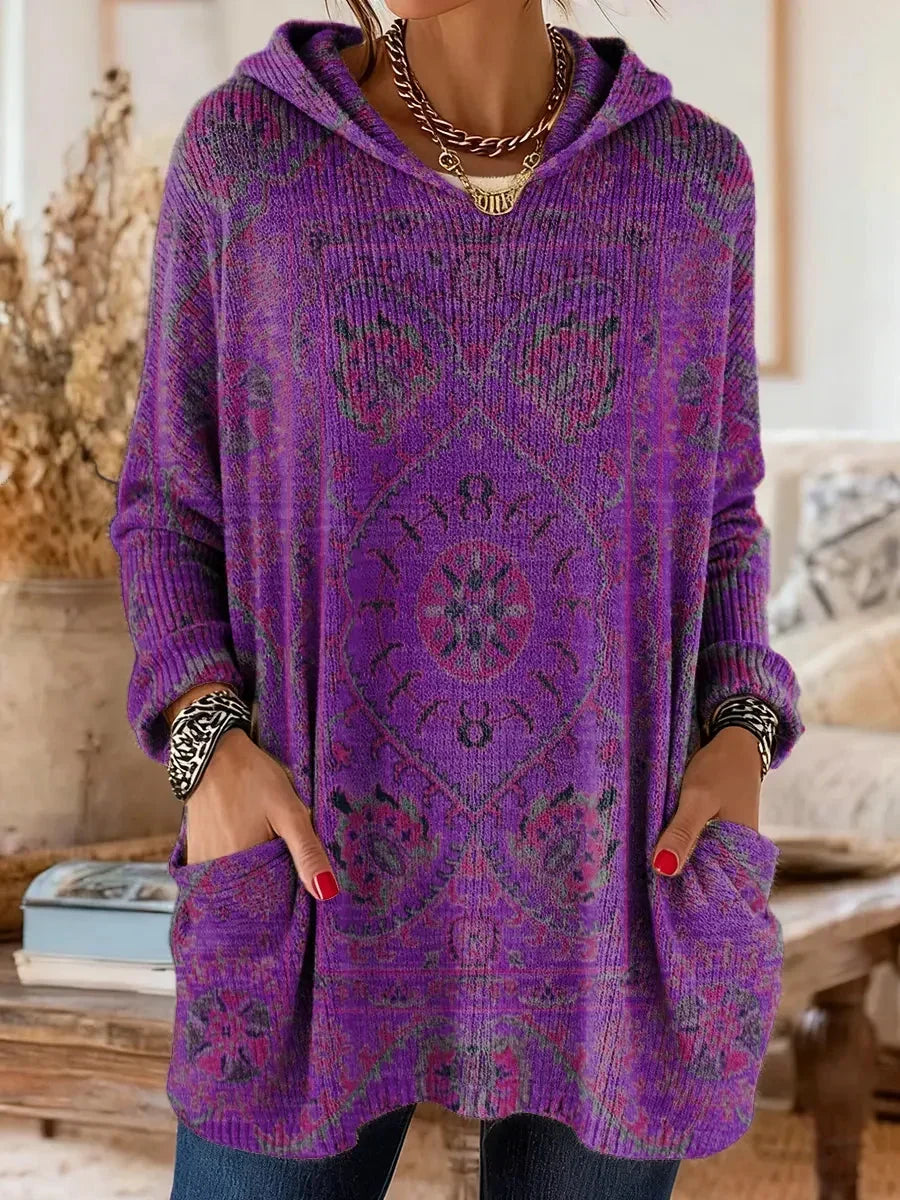 Women's Tunic Hoodie Sweatshirt with Artistic Print
