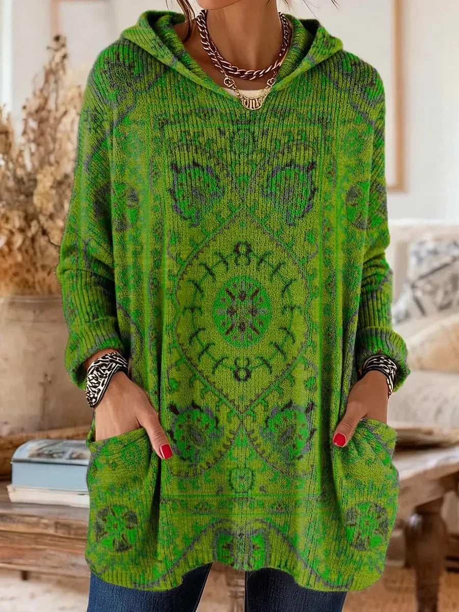 Women's Tunic Hoodie Sweatshirt with Artistic Print