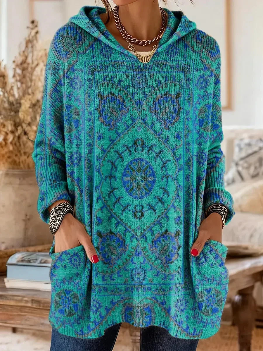 Women's Tunic Hoodie Sweatshirt with Artistic Print