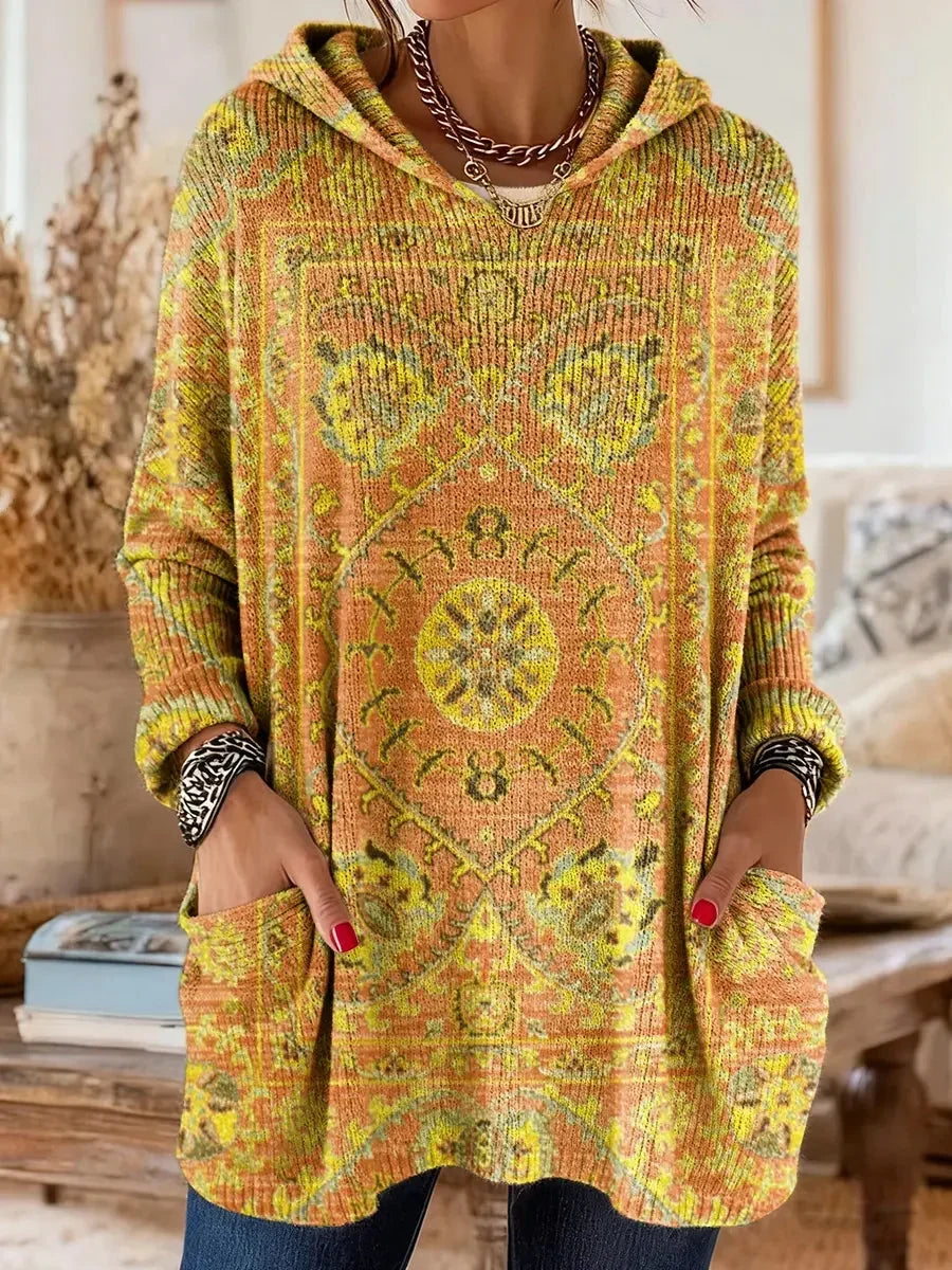 Women's Tunic Hoodie Sweatshirt with Artistic Print