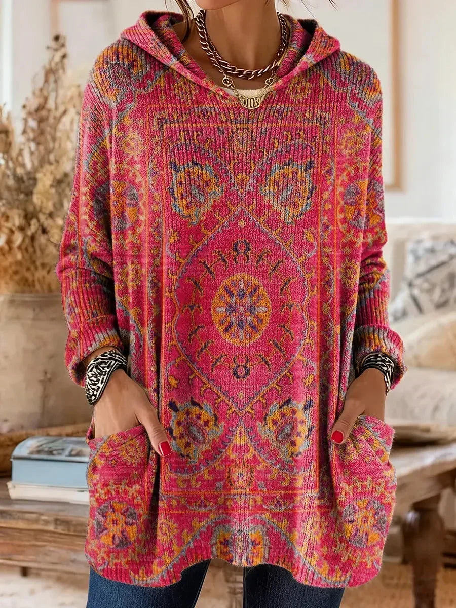 Women's Tunic Hoodie Sweatshirt with Artistic Print