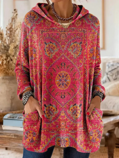 Women's Tunic Hoodie Sweatshirt with Artistic Print