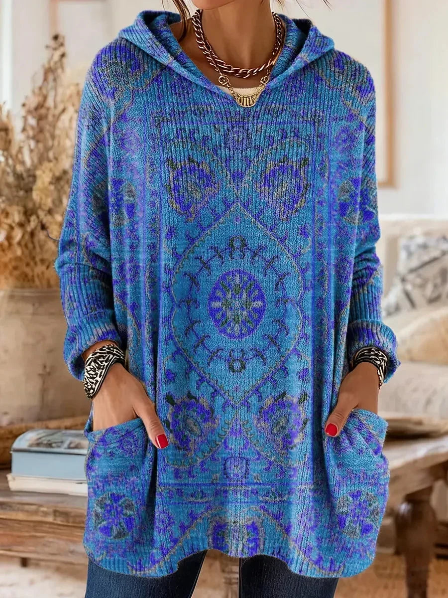 Women's Tunic Hoodie Sweatshirt with Artistic Print
