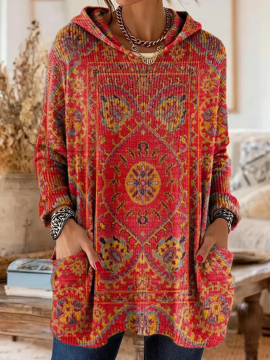 Women's Tunic Hoodie Sweatshirt with Artistic Print